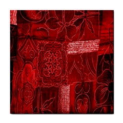 Red Background Patchwork Flowers Tile Coasters by BangZart