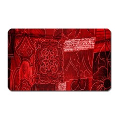 Red Background Patchwork Flowers Magnet (rectangular) by BangZart