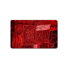 Red Background Patchwork Flowers Magnet (name Card) by BangZart