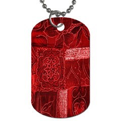 Red Background Patchwork Flowers Dog Tag (two Sides) by BangZart