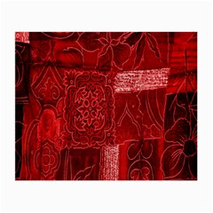 Red Background Patchwork Flowers Small Glasses Cloth by BangZart