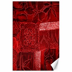 Red Background Patchwork Flowers Canvas 24  X 36  by BangZart