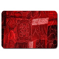 Red Background Patchwork Flowers Large Doormat  by BangZart