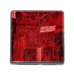 Red Background Patchwork Flowers Memory Card Reader (square) by BangZart