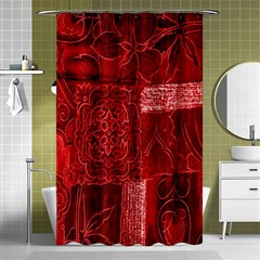 Red Background Patchwork Flowers Shower Curtain 48  X 72  (small)  by BangZart