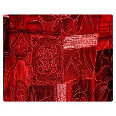 Red Background Patchwork Flowers Double Sided Flano Blanket (medium)  by BangZart