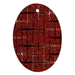 Rust Red Zig Zag Pattern Ornament (oval) by BangZart