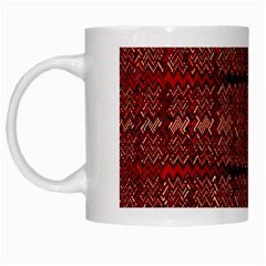 Rust Red Zig Zag Pattern White Mugs