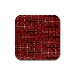 Rust Red Zig Zag Pattern Rubber Square Coaster (4 Pack)  by BangZart