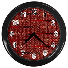 Rust Red Zig Zag Pattern Wall Clocks (black) by BangZart