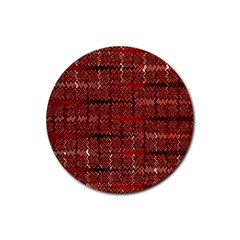 Rust Red Zig Zag Pattern Rubber Round Coaster (4 Pack)  by BangZart