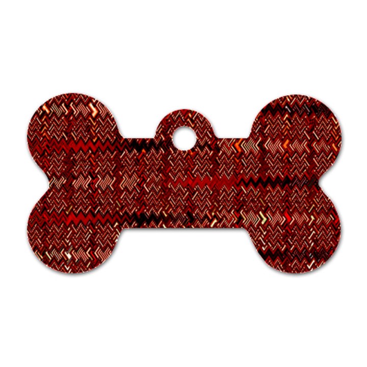 Rust Red Zig Zag Pattern Dog Tag Bone (One Side)