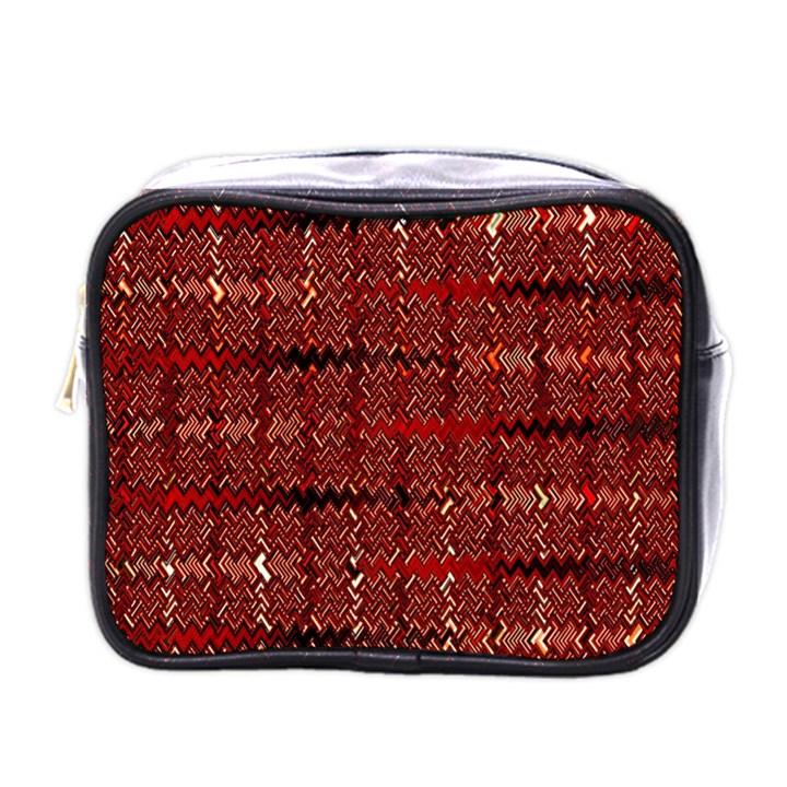 Rust Red Zig Zag Pattern Mini Toiletries Bags