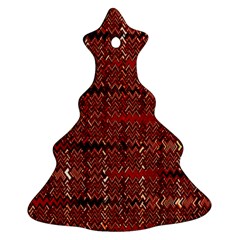 Rust Red Zig Zag Pattern Christmas Tree Ornament (two Sides) by BangZart