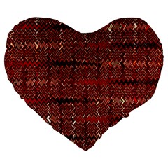 Rust Red Zig Zag Pattern Large 19  Premium Heart Shape Cushions by BangZart