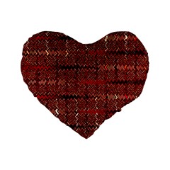 Rust Red Zig Zag Pattern Standard 16  Premium Flano Heart Shape Cushions by BangZart