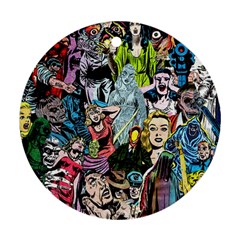 Vintage Horror Collage Pattern Ornament (round)