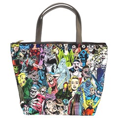 Vintage Horror Collage Pattern Bucket Bags by BangZart