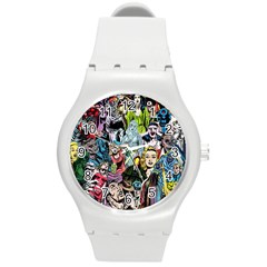 Vintage Horror Collage Pattern Round Plastic Sport Watch (m) by BangZart