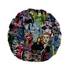 Vintage Horror Collage Pattern Standard 15  Premium Round Cushions by BangZart