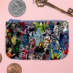 Vintage Horror Collage Pattern Large Coin Purse