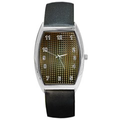 Background Colors Of Green And Gold In A Wave Form Barrel Style Metal Watch by BangZart