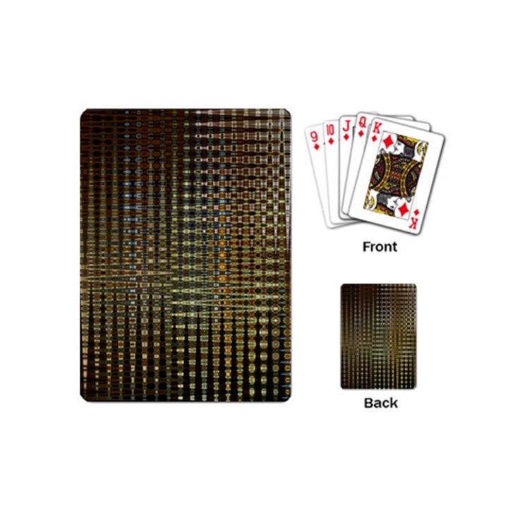 Background Colors Of Green And Gold In A Wave Form Playing Cards (Mini) 