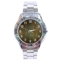 Background Colors Of Green And Gold In A Wave Form Stainless Steel Analogue Watch by BangZart