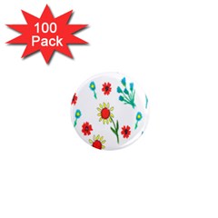 Flowers Fabric Design 1  Mini Magnets (100 Pack)  by BangZart