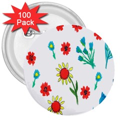 Flowers Fabric Design 3  Buttons (100 Pack)  by BangZart