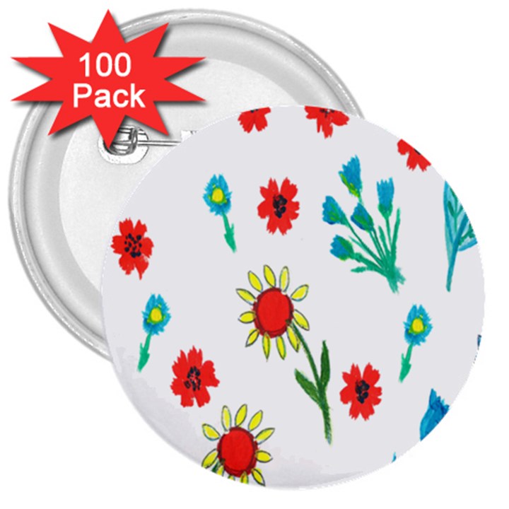 Flowers Fabric Design 3  Buttons (100 pack) 