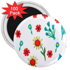 Flowers Fabric Design 3  Magnets (100 Pack) by BangZart