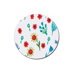 Flowers Fabric Design Rubber Coaster (round)  by BangZart