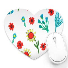 Flowers Fabric Design Heart Mousepads by BangZart