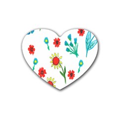 Flowers Fabric Design Rubber Coaster (heart)  by BangZart