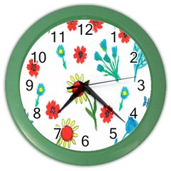 Flowers Fabric Design Color Wall Clocks by BangZart