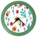 Flowers Fabric Design Color Wall Clocks Front