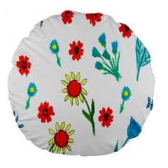 Flowers Fabric Design Large 18  Premium Round Cushions