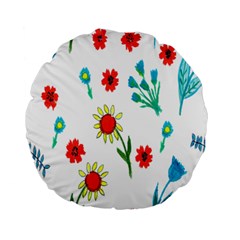 Flowers Fabric Design Standard 15  Premium Flano Round Cushions by BangZart