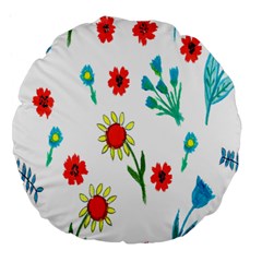 Flowers Fabric Design Large 18  Premium Flano Round Cushions