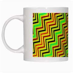 Green Red Brown Zig Zag Background White Mugs by BangZart