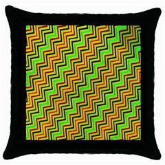 Green Red Brown Zig Zag Background Throw Pillow Case (black) by BangZart