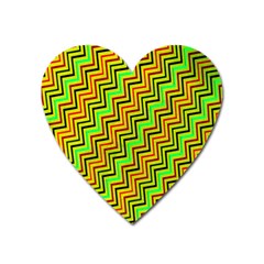 Green Red Brown Zig Zag Background Heart Magnet by BangZart