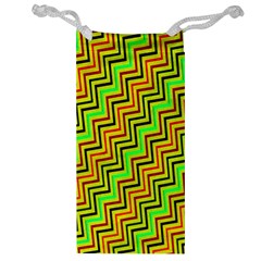 Green Red Brown Zig Zag Background Jewelry Bag by BangZart