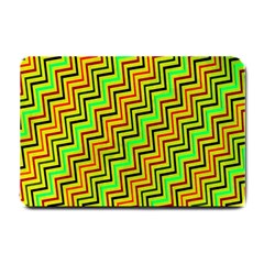 Green Red Brown Zig Zag Background Small Doormat  by BangZart