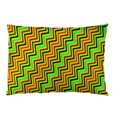 Green Red Brown Zig Zag Background Pillow Case by BangZart