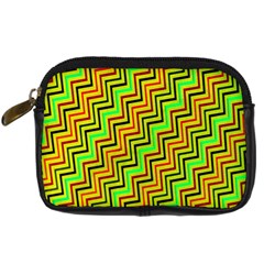 Green Red Brown Zig Zag Background Digital Camera Cases by BangZart