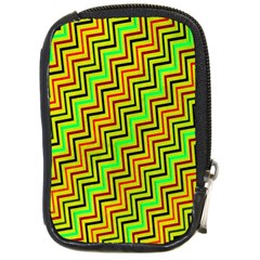 Green Red Brown Zig Zag Background Compact Camera Cases by BangZart