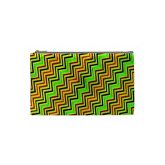 Green Red Brown Zig Zag Background Cosmetic Bag (small)  by BangZart