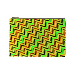 Green Red Brown Zig Zag Background Cosmetic Bag (large)  by BangZart